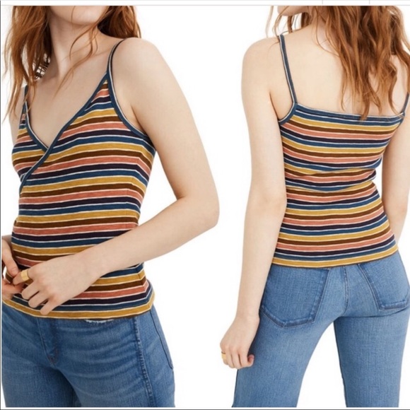 Madewell Tops - Madewell Striped Faux Wrap Tank NWT